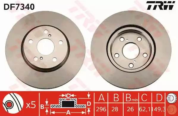 Диск тормозной передний LEXUS IS250, IS200d-IS250 II, IS250-IS300h III DF7340 DF7340 TRW