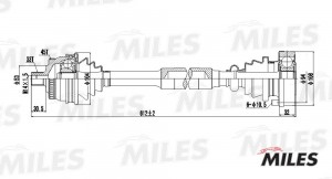 Привод в сборе левый AUDI A4/VW PASSAT 1.8-2.0 95-01 (ABS) (GKN 301219) GC01011 GC01011 MILES