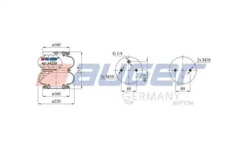 Пневмоподушка 2х секционный сильфон MB Discos/ROR/Schmitz AU342202P AUGER