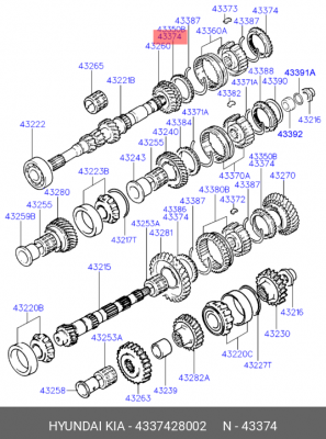 Кольцо синхронизатора 3,4 передачи 4337428002 HYUNDAI KIA