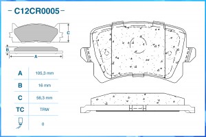 Тормозные колодки задние Low Metallic C12CR0005 C12CR0005 CWORKS