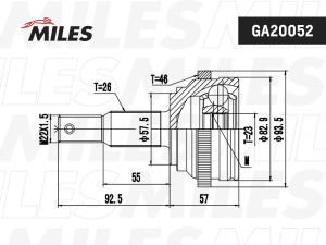 ШРУС наружный CHRYSLER NEON/PT CRUISER 00-04 (с ABS) (GSP 809040) GA20052 GA20052 MILES
