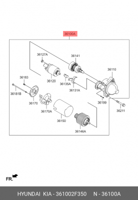 Стартер HYUNDAI Tucson (15-) KIA Sorento (15-) (2.0/2.2 TCI) OE 361002F350 HYUNDAI KIA