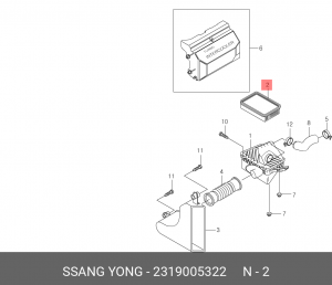 Фильтр воздушный SSANGYONG Korando,Musso ТАГАЗ Tager (OM662LA) OE 2319005322 SSANG YONG