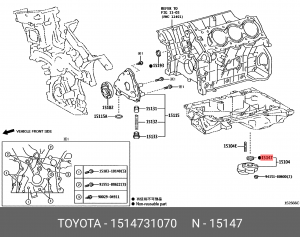 Прокладка, масляный фильтр грубой очистки 15147-31070 15147-31070 TOYOTA