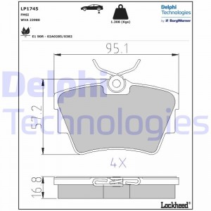 LP1745 колодки дисковые з.\ Renault Trafic, Opel Vivaro 1.9-2.5TDi 01> LP1745 DELPHI