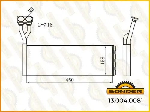 Радиатор печки SCANIA P,G,R,T - series G 310 (96-) 450-156-33 (Nissens 75005) 130040081 SONDER