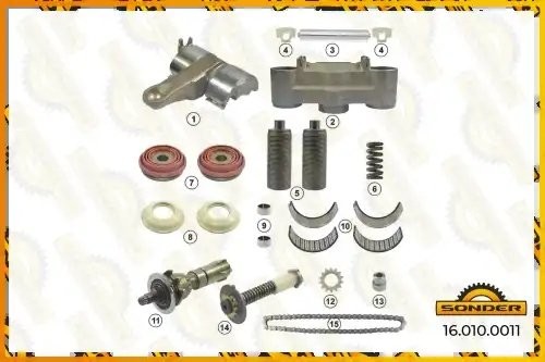 Аналог 14660. РМК суппорта KNORR SB6/7 Полный комплект, 16 деталей 160100011 SONDER