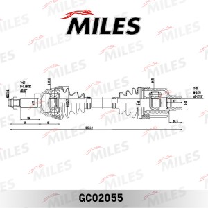 Привод в сборе правый FORD MONDEO 1.8-2.5 93-00 (GKN 302397) GC02055 GC02055 MILES