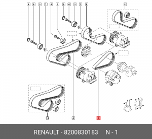 Ремень приводной поликлиновой 3PK750 RENAULT OE 8200830183 RENAULT
