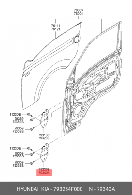 Петля HYUNDAI Porter 2 двери передней правой нижняя OE 793254F000 HYUNDAI KIA