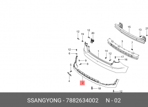 Бампер SSANGYONG Actyon (10-) задний нижняя часть OE 7882634002 SSANG YONG