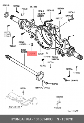 Гайка HYUNDAI OE 1310614003 HYUNDAI KIA