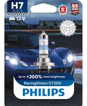 Лампа 12V H7 55W PX26d +200% блистер (1шт.) Racing Vision GT 200 PHILIPS 12972RGTB1 PHILIPS