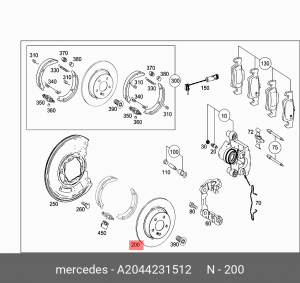 Диск тормозной MERCEDES C (W204) задний (1шт.) OE A2044231512 MERCEDES BENZ