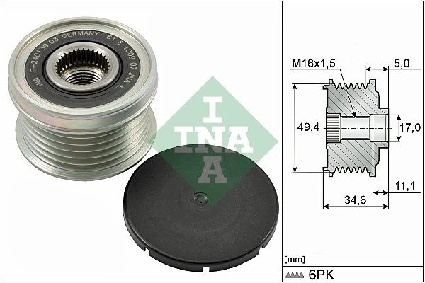 Шкив VW Golf (04-14) AUDI A3 (08-13) SEAT Leon (06-13) SKODA Octavia (09-13) ген 535 0155 10 INA