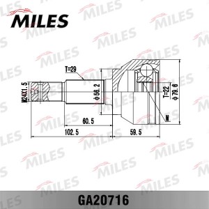 ШРУС наружный передний NISSAN JUKE 1.6 10- CVT (GSP 841279) GA20716 GA20716 MILES