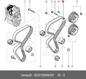 РЕМЕНЬ ГРМ 8201069699 82 01 069 699 RENAULT