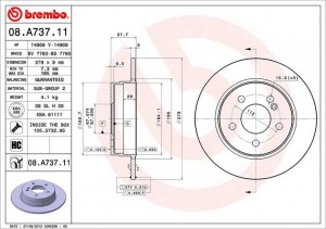 Диск тормозной Brembo Painted Disc 08.A737.11 08.A737.11 BREMBO