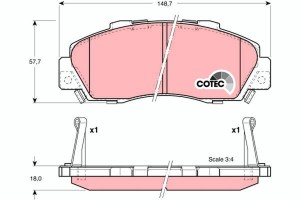 Колодки тормозные HONDA Accord (91-98), CR-V (95-02) передние (4шт.) TRW GDB3177 TRW