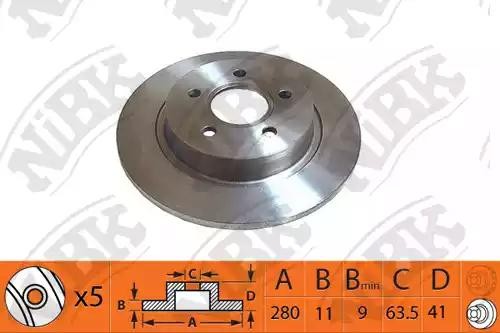 Диск тормозной FORD Focus 2,C-Max VOLVO C30,S40,V50 задний (1шт.) NIBK RN1368 NIBK
