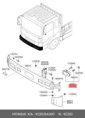 Фара противотуманная HYUNDAI HD120 правая OE 922026A000 HYUNDAI KIA
