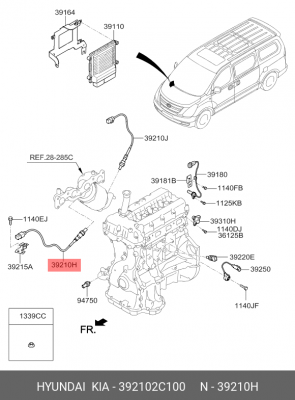 Датчик кислорода HYUNDAI Starex H1 (07-) до катализатора OE 392102C100 HYUNDAI KIA