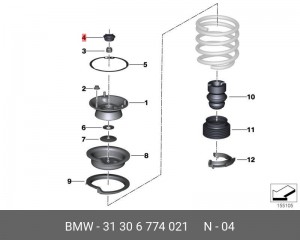 Заглушка BMW 3 (05-10) опоры амортизатора переднего OE 31 30 6 774 021 BMW