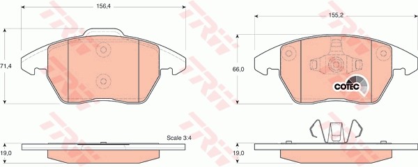 Колодки торм.перCITROEN C4 2.0D 11/04->; PEUGEOT 307 2.0/D 10/03->; GDB1605 TRW
