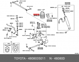 Пневмоподушка задняя правая TLC120 02- 48080-35011 48080-35011 TOYOTA