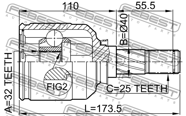 ШРУС 0211-SR20LH 0211-SR20LH FEBEST