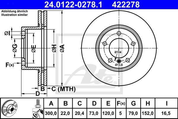 24.0122-0278.1 диск тормозной передний!\ BMW 1 F20/F21/3 F30/F31/X5 E70/X6 E71/E 24.0122-0278.1 ATE
