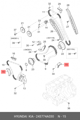 Успокоитель цепи HYUNDAI Porter 2 дв.D4CB,H-1 (2.5) KIA Sorento (2.5) насоса топ 24377-4A030 HYUNDAI KIA