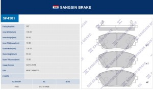 Колодки передние MAZDA 3 2018- SP4381 SP4381 SANGSIN