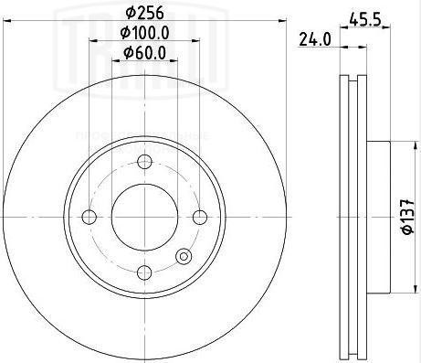 Диск торм. Chevrolet Aveo T300 (11-)/Cobalt (11-) перед. d=256 R14 (окраш.) (DF  DF 062102 TRIALLI