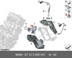 Гайка BMW 3,5,7,X3,X5 коллектора выпускного OE 07 12 9 905 541 BMW