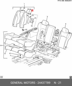 ФИКСАТОР \ RETAINER,R/SEAT CUSH FRM 24437789 24437789 GENERAL MOTORS