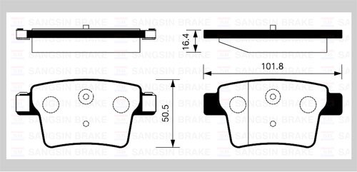 Колодки тормозные CITROEN C4 Picasso (06-) задние (4шт.) SANGSIN SP2095 SANGSIN