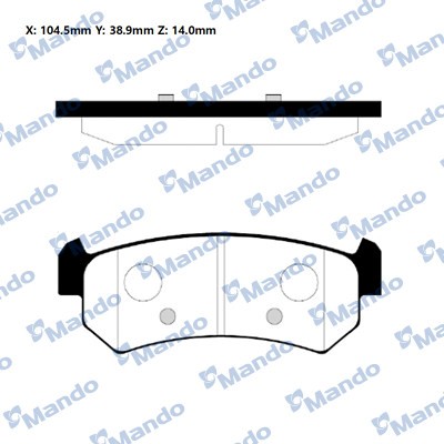 Колодки тормозные CHEVROLET Lacetti (-06),Nubira (1.4/1.8) (03-) задние (4шт.) M MPD22 MANDO