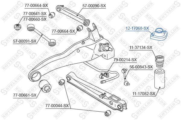 опора амортизатора заднего!\ Mitsubishi Lancer CS1A/CS2A/S3A 00> 12-17068-SX STELLOX