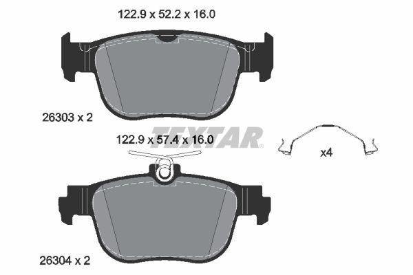 Комплект тормозных колодок задний AUDI A3 SEAT LEON, LEON SPORTSTOURE 2630301 2630301 TEXTAR
