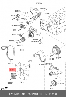 Вискомуфта HYUNDAI HD65,78,БОГДАН дв.D4GA привода вентилятора OE 2523948010 HYUNDAI KIA