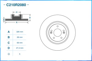 Тормозной диск передний C210R2080 C210R2080 CWORKS