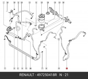 497250418R Трубка ГУР 497250418R RENAULT
