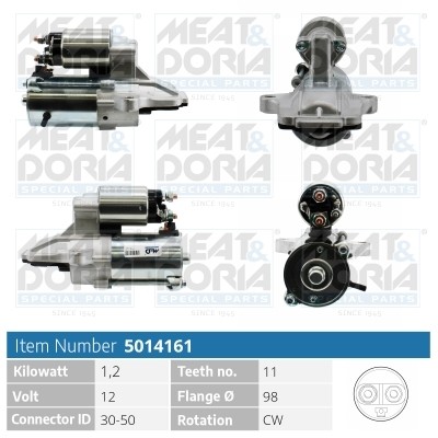 Стартер FORD Focus (06-) 12В 1.2кВт MEAT&DORIA 5014161 MEAT DORIA