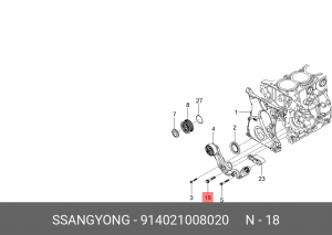 Болт SSANGYONG Actyon (12-),Kyron (06-),Rexton (02-) (G20D,E28/32) ролика натяжи 914021008020 SSANG YONG