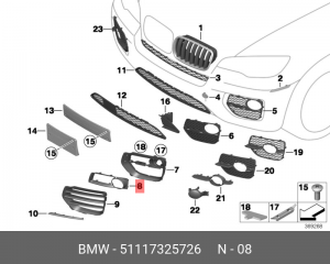 51117325726 Накладка противотуманной фары П !черный \BMW X6 E71 51 11 7 325 726 BMW