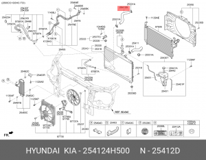 ШЛАНГ СИСТЕМЫ ОХЛАЖДЕНИЯ, БЕЗ ФИТИНГА 254124H500 HYUNDAI