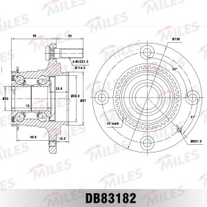 Ступица колеса задняя с подшипником с ABS (4*114.3/d30), MITSUBISHI CARISMA/COLT DB83182 MILES