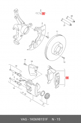 Колодки торм. VW/SKODA GOLF V/OCTAVIA перед.к-т 1K0 698 151 F VAG